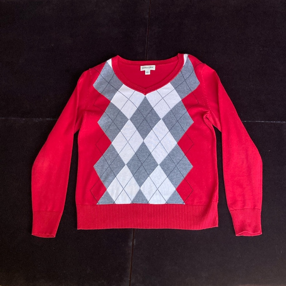Womems St John’s Bay Vintage Argyle Sweater S